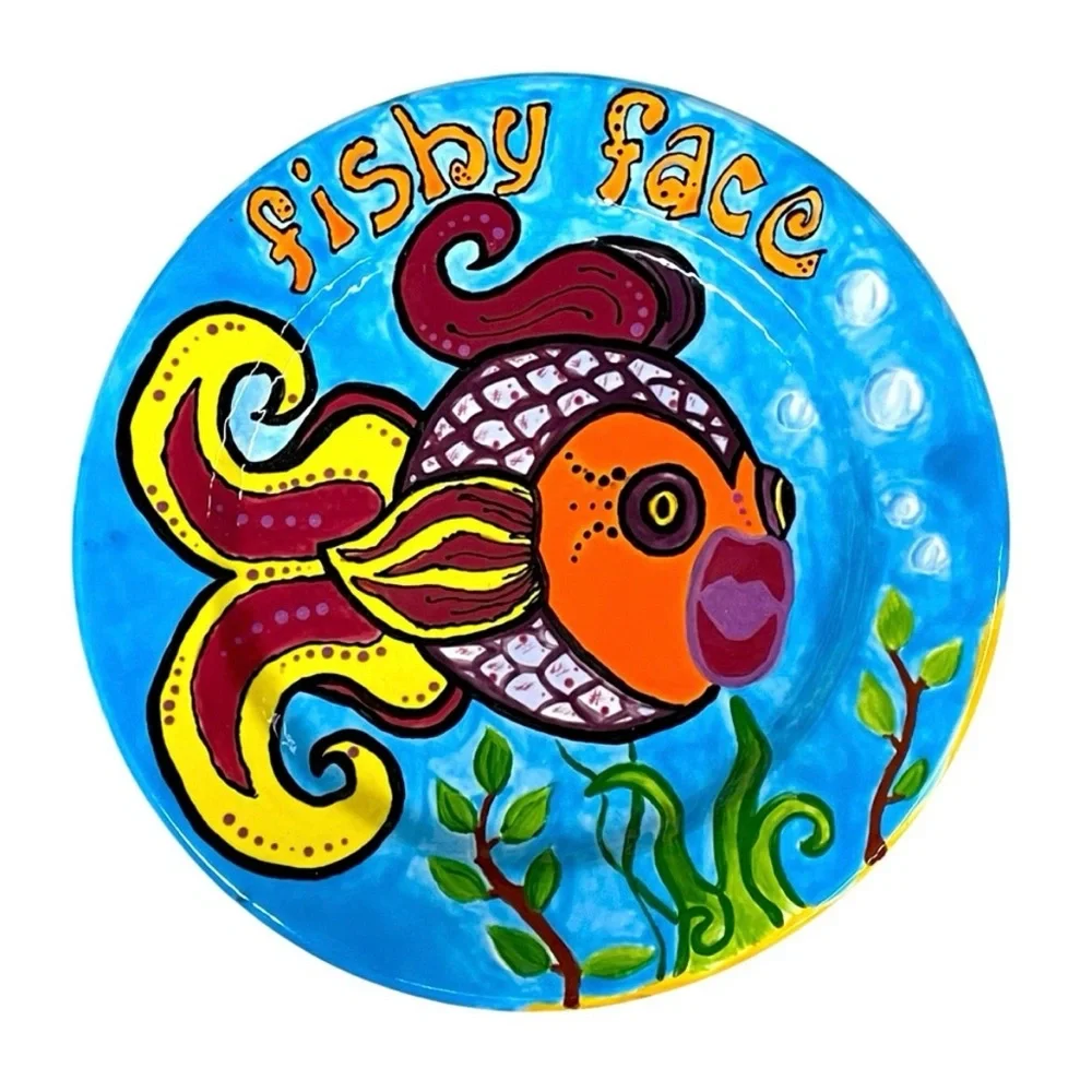 Colorful Fishy Face Ceramic Plate
